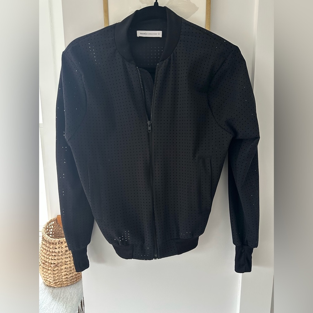 Touché LA by Morgan Stewart Perforated Bomber Style Jacket Black Size Small